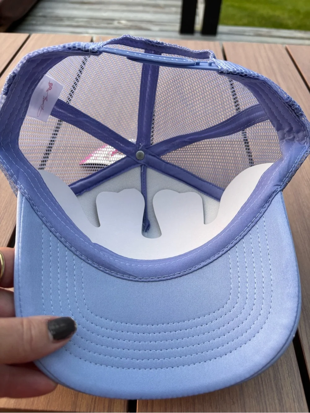 Light Blue Trucker Hat with Butterfly Graphic